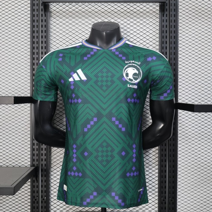 Player Version 2026 Saudi Arabia Home Green with Geometric Diamond Pattern Jersey