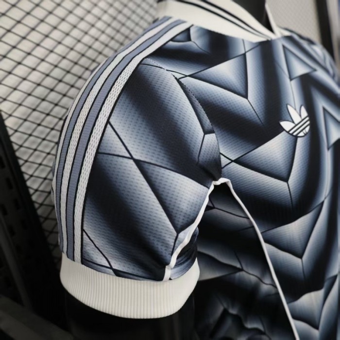 Retro Player Version  1988/89 Real Madrid Third Navy Blue with 3D Geometric Chevron Pattern Jersey