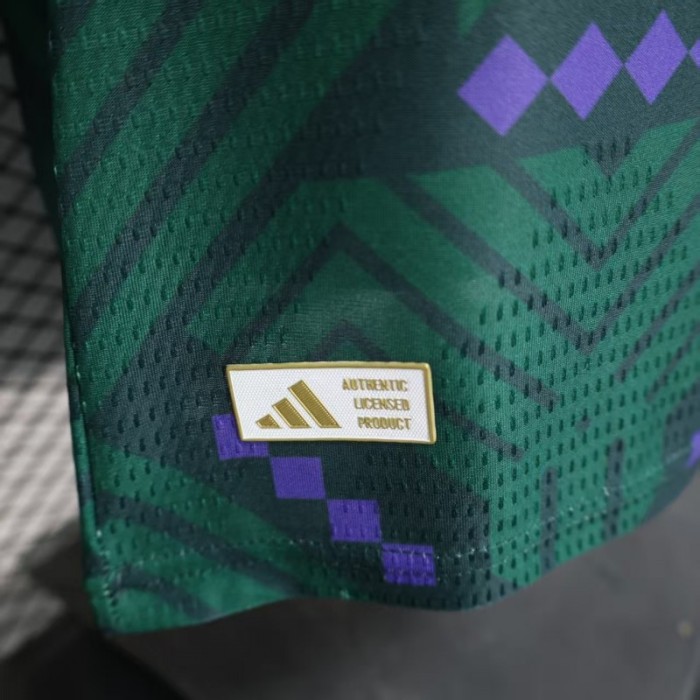 Player Version 2026 Saudi Arabia Home Green with Geometric Diamond Pattern Jersey