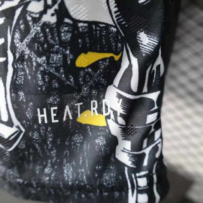 Player Version 25/26 Real Madrid Special Edition Long Sleeve Black with Comic Superhero and Golden Lightning Pattern Jersey