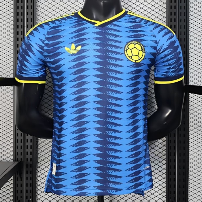 Player Version 2026 Colombia Away Blue with Zigzag Wave Pattern Jersey