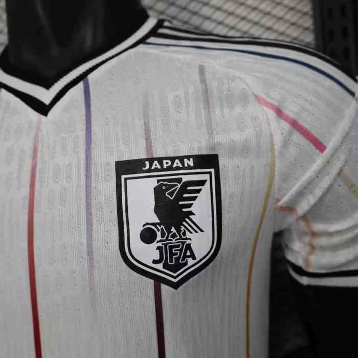 Player Version 2026 Japan Away White with Colorful Vertical Stripe Pattern Jersey