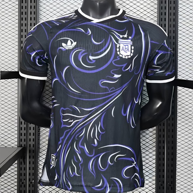 Player Version 2026 Argentina Third Black with Artistic Swirl Pattern Jersey