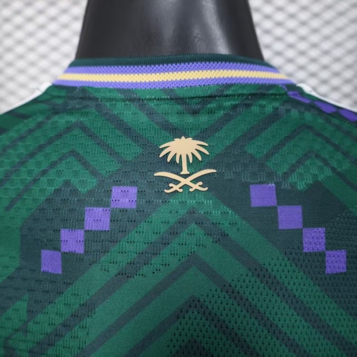 Player Version 2026 Saudi Arabia Home Green with Geometric Diamond Pattern Jersey