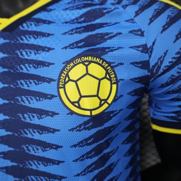 Player Version 2026 Colombia Away Blue with Zigzag Wave Pattern Jersey
