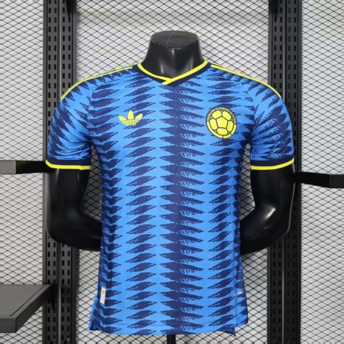 Player Version 2026 Colombia Away Blue with Zigzag Wave Pattern Jersey