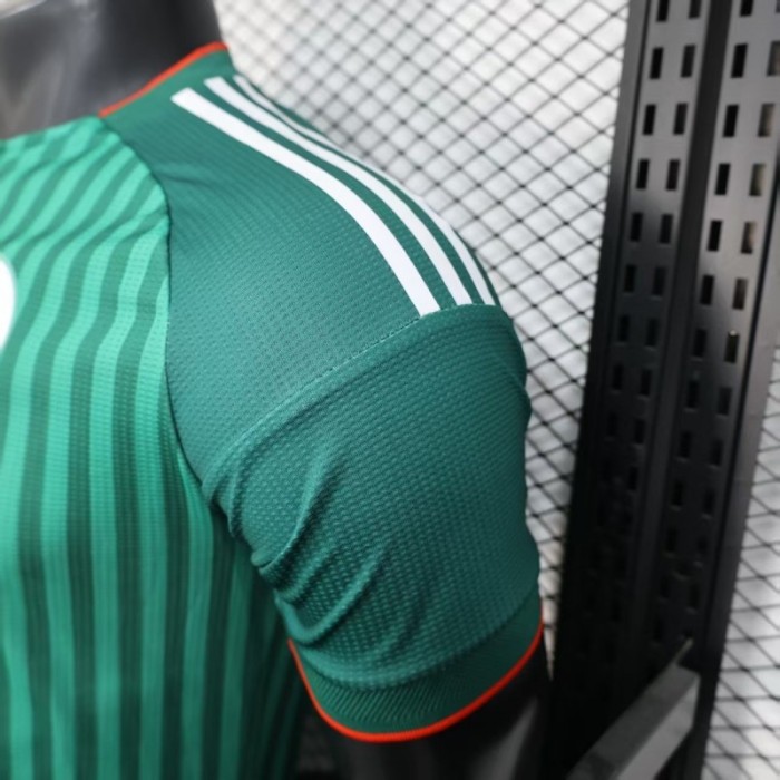 Player Version 2026 Algeria Home Green with Vertical Stripe Pattern Jersey