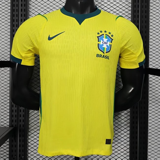 Player Version 2026 Brazil Home Yellow with Vertical Stripe Pattern Jersey