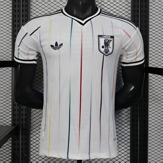 Player Version 2026 Japan Away White with Colorful Vertical Stripe Pattern Jersey