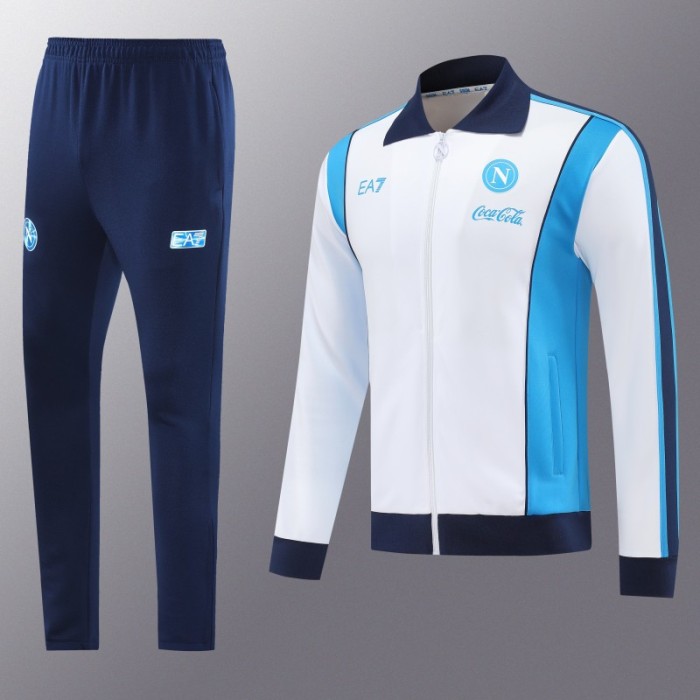 25/26 SSC Napoli White  Full zipper Jacket Tracksuit+ long pants
