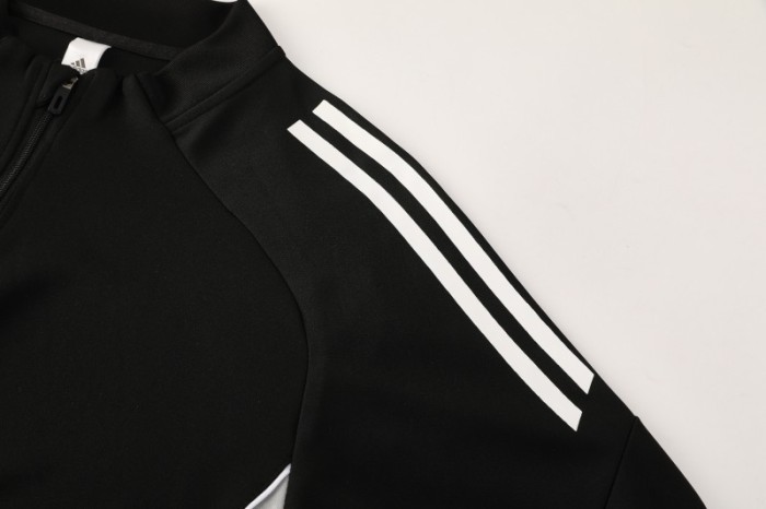 25/26  Adidas Black Full zipper Jacket Tracksuit+ long pants