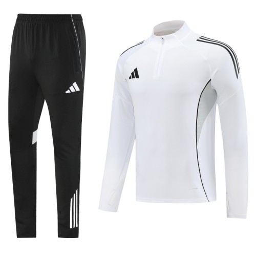 25/26  Adidas White Full zipper Jacket Tracksuit+ long pants