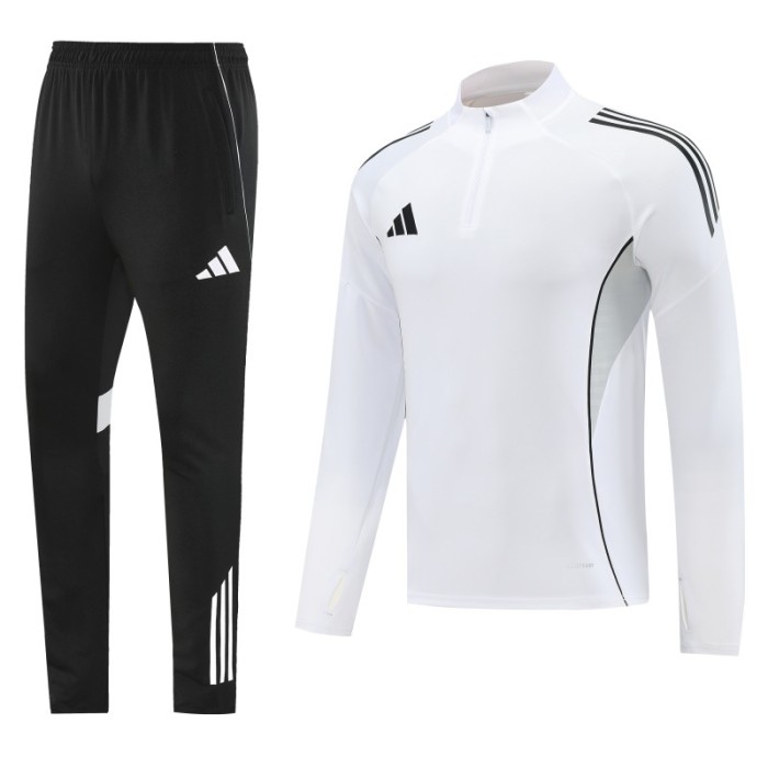 25/26  Adidas White Full zipper Jacket Tracksuit+ long pants