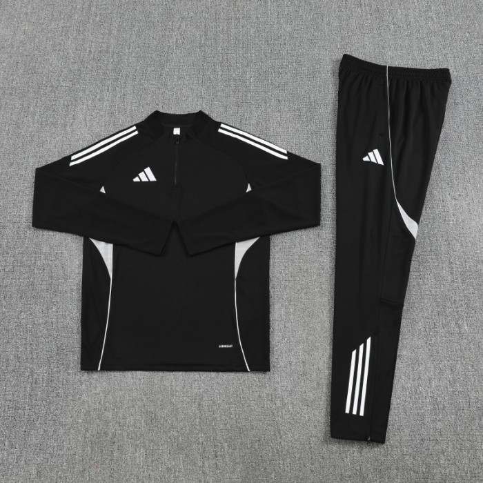25/26  Adidas Black Full zipper Jacket Tracksuit+ long pants