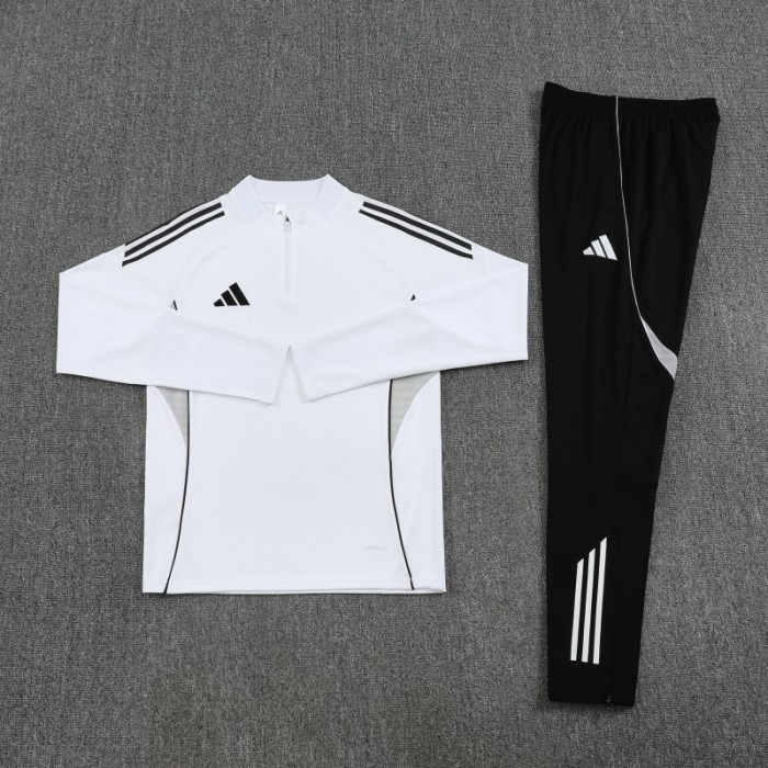 25/26  Adidas White Full zipper Jacket Tracksuit+ long pants