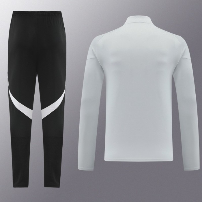 25/26  Adidas Light Grey Full zipper Jacket Tracksuit+ long pants