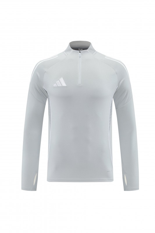 25/26  Adidas Light Grey Full zipper Jacket Tracksuit+ long pants