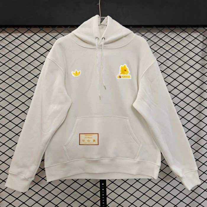 25/26 Adidas x AS Roma Retro  Embroidered Logo Hoodie 9 Colors