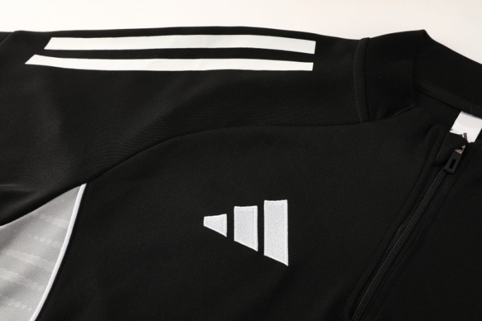 25/26  Adidas Black Full zipper Jacket Tracksuit+ long pants