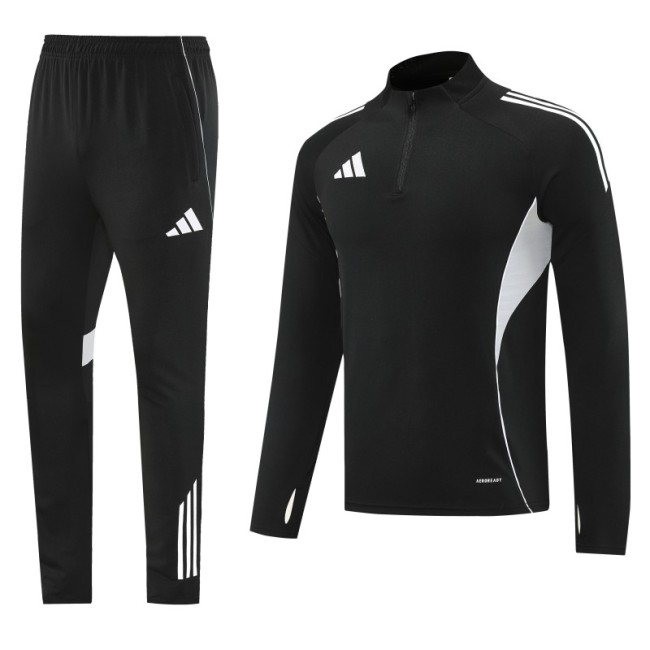25/26  Adidas Black Full zipper Jacket Tracksuit+ long pants