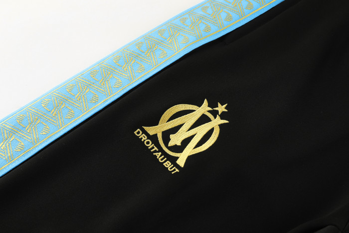 25/26 Olympique Marseille Black Full zipper Jacket Tracksuit+ long pants