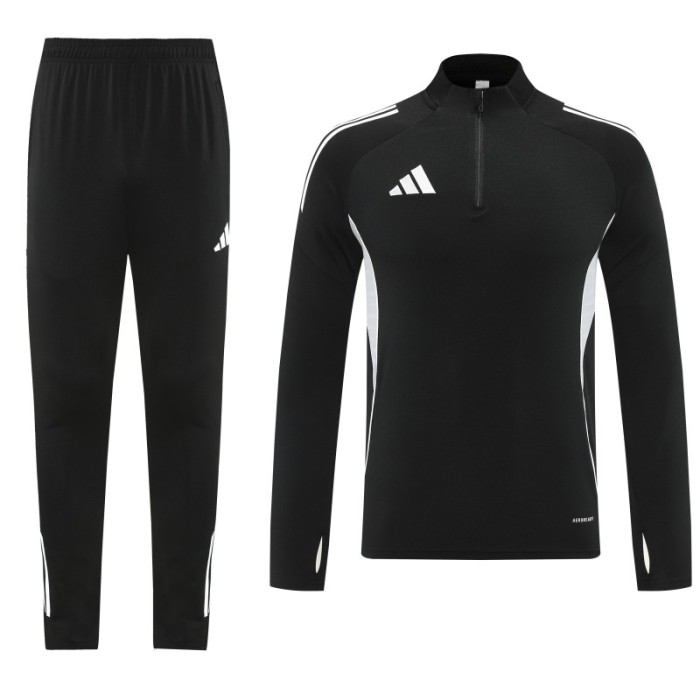 25/26  Adidas Black Full zipper Jacket Tracksuit+ long pants