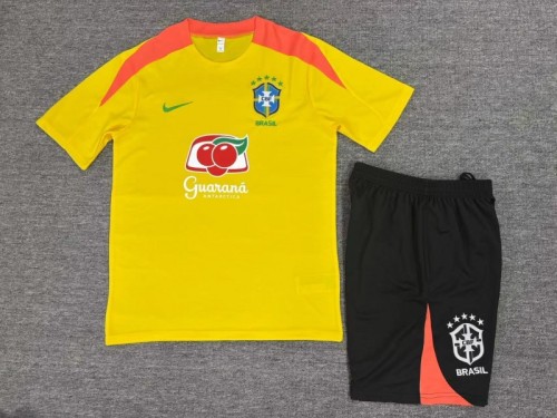 25/26 Kids Brazil Yellow Short Sleeve+Soccer Shorts
