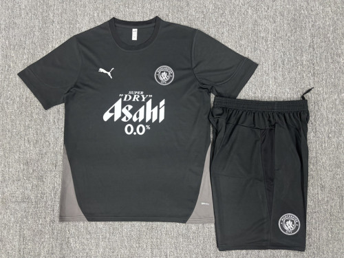 25/26 Kids Manchester City Black Short Sleeve+Soccer Shorts