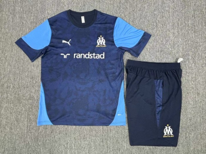 25/26 Kids Olympique de MarseilleRoyal Blue Camouflage Short Sleeve+Soccer Shorts