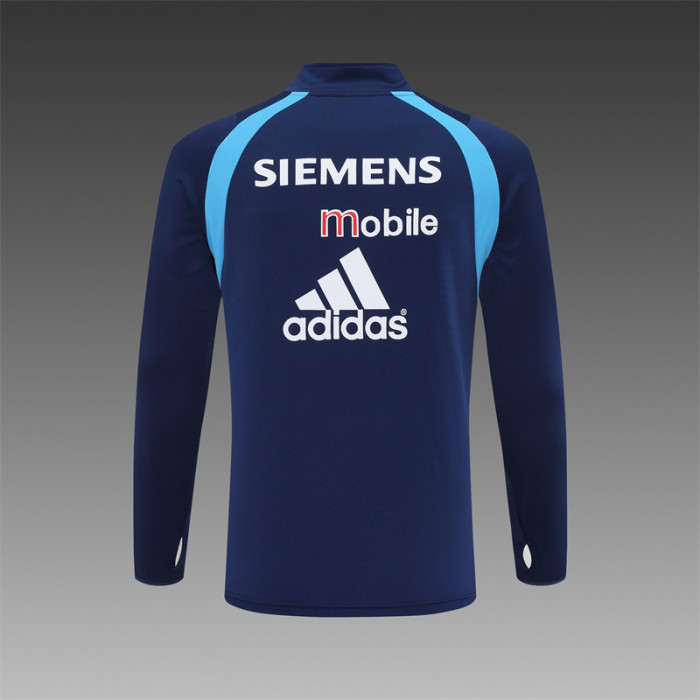 Retro 03/04 Real Madrid Royal Blue Half Zipper Jacket