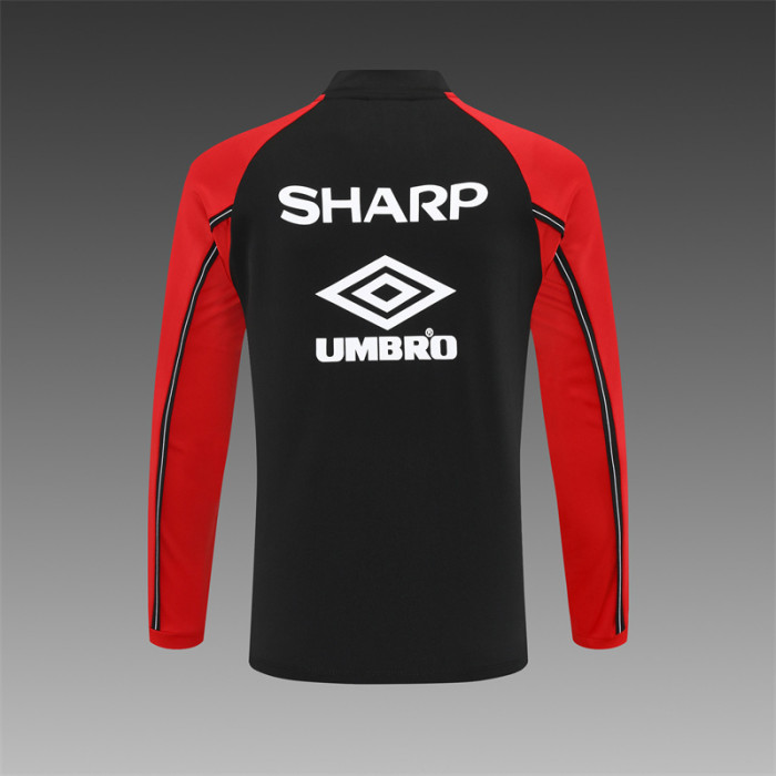 Retro 98/99 Manchester United Black Half Zipper Jacket