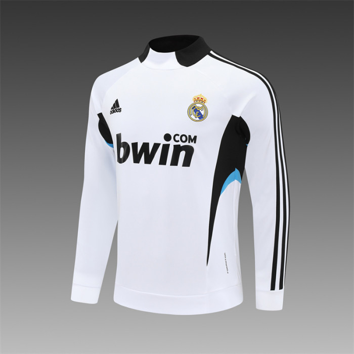 Retro 08/09 Real Madrid White Half Zipper Jacket