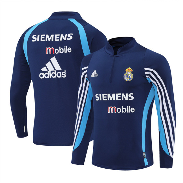 Retro 03/04 Real Madrid Royal Blue Half Zipper Jacket