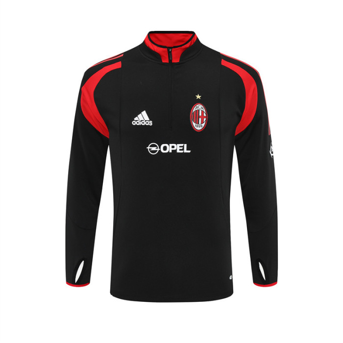 Retro 04/05 AC Milan Black Half Zipper Jacket+Long Pants