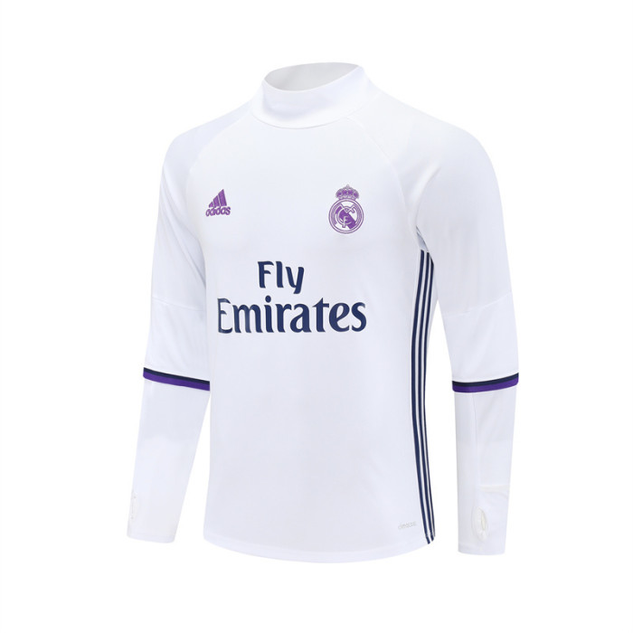 Retro 16/17 Real Madrid White Half Zipper Jacket