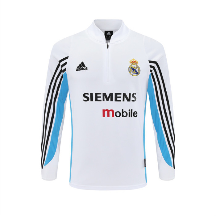 Retro 03/04 Real Madrid White Half Zipper Jacket