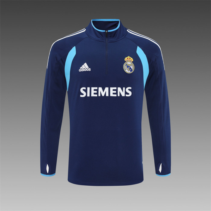 Retro 05/06 Real Madrid Royal Blue Half Zipper Jacket
