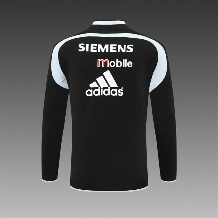 Retro 04/05 Real Madrid Black Half Zipper Jacket