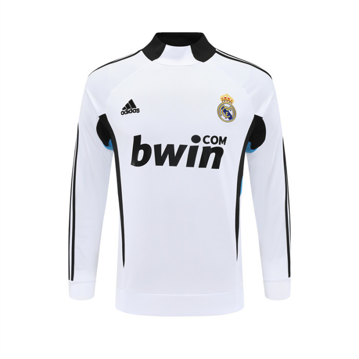 Retro 08/09 Real Madrid White Half Zipper Jacket