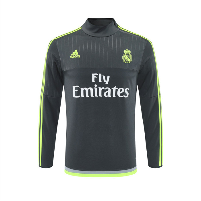 Retro 15/16 Real Madrid Dark Grey Half Zipper Jacket