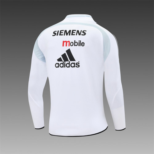 Retro 04/05 Real Madrid White Half Zipper Jacket
