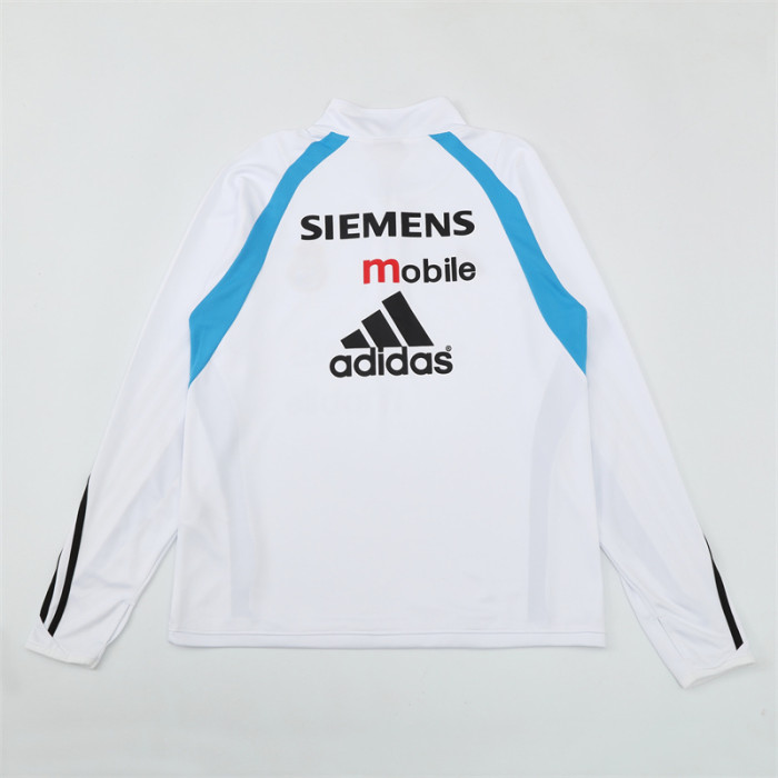 Retro 03/04 Real Madrid White Half Zipper Jacket