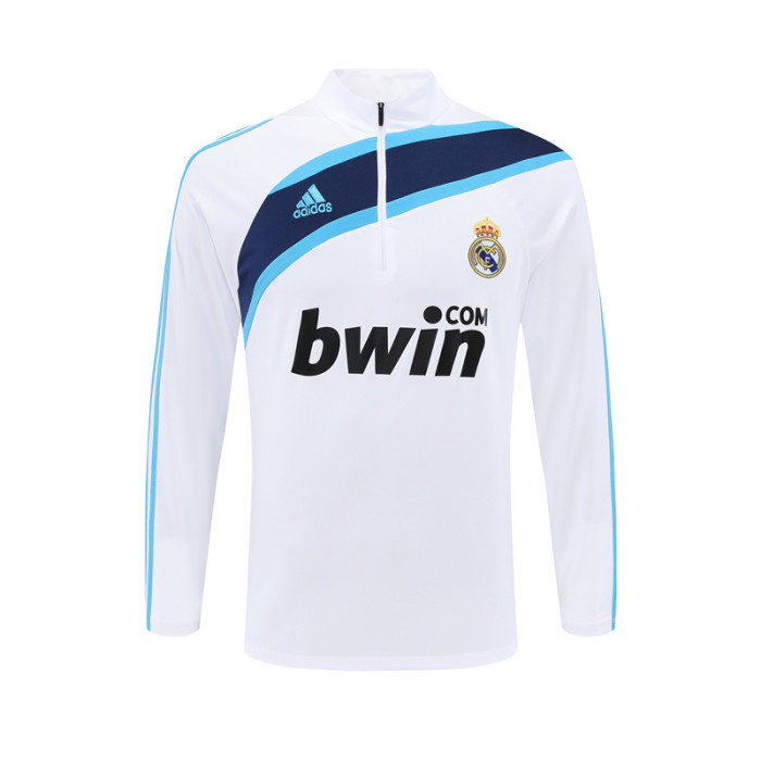 Retro 09/10 Real Madrid White Half Zipper Jacket