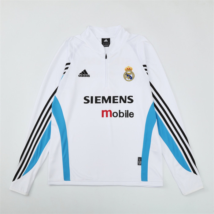 Retro 03/04 Real Madrid White Half Zipper Jacket