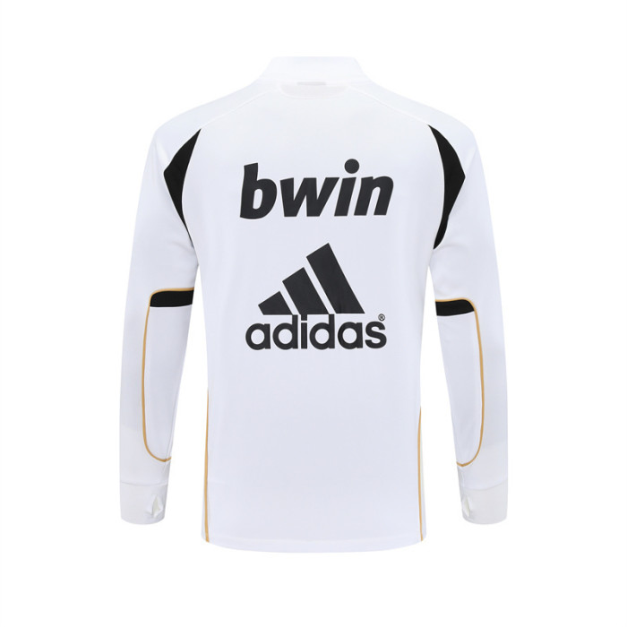Retro 11/12 Real Madrid White Half Zipper Jacket