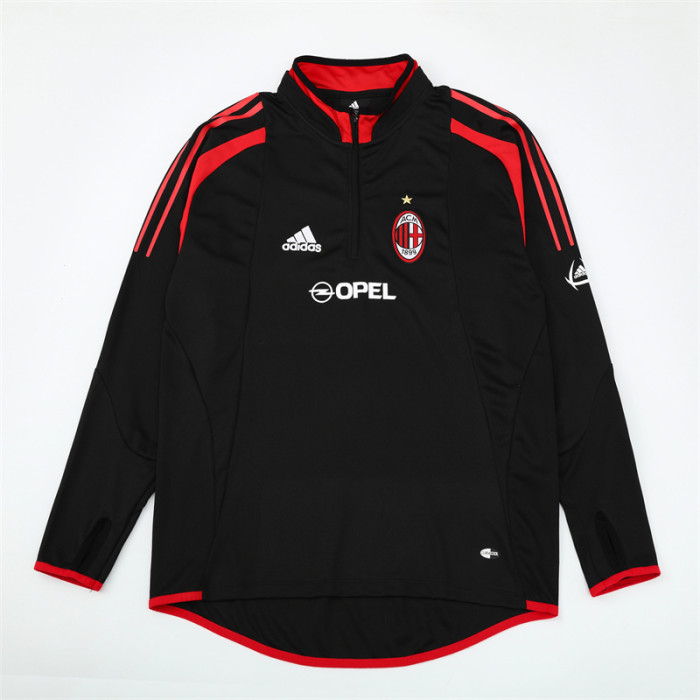 Retro 04/05 AC Milan Black Half Zipper Jacket+Long Pants