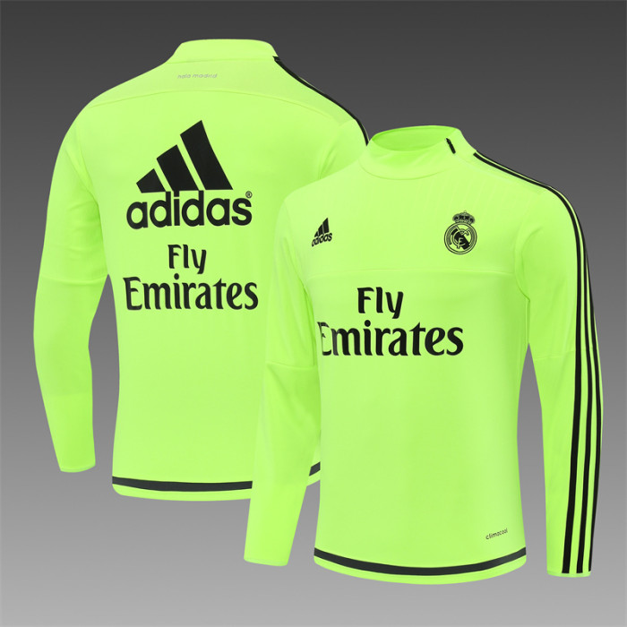 Retro 15/16 Real Madrid Fluorescent Green Half Zipper Jacket