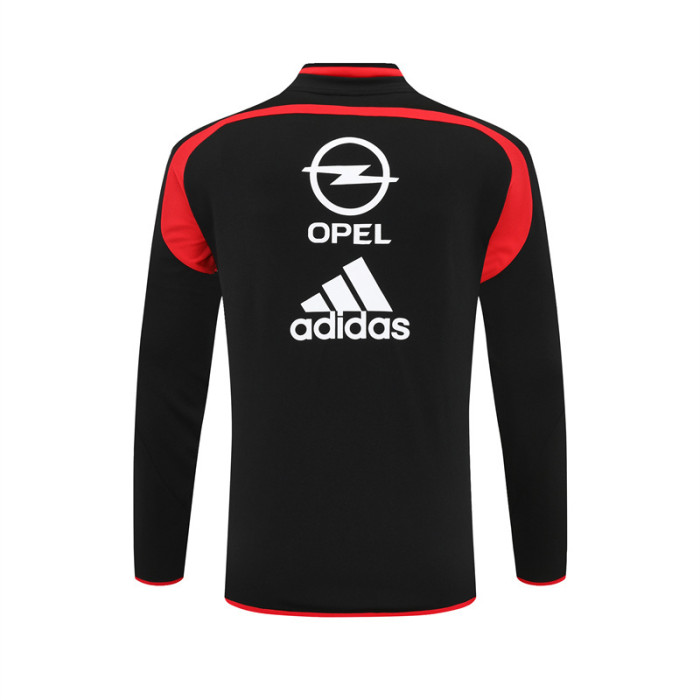 Retro 04/05 AC Milan Black Half Zipper Jacket+Long Pants