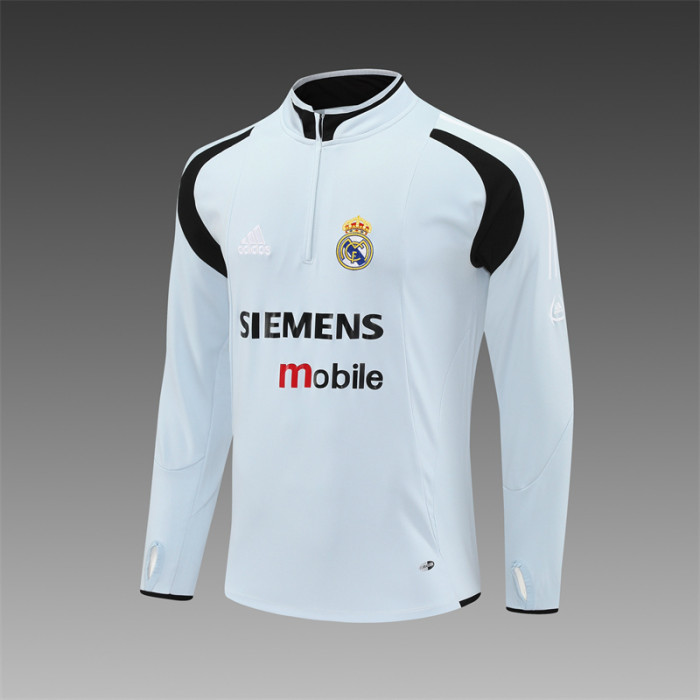 Retro 04/05 Real Madrid Light Grey Half Zipper Jacket