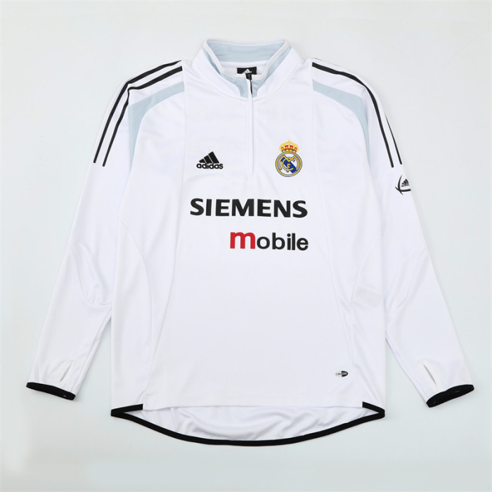 Retro 04/05 Real Madrid White Half Zipper Jacket